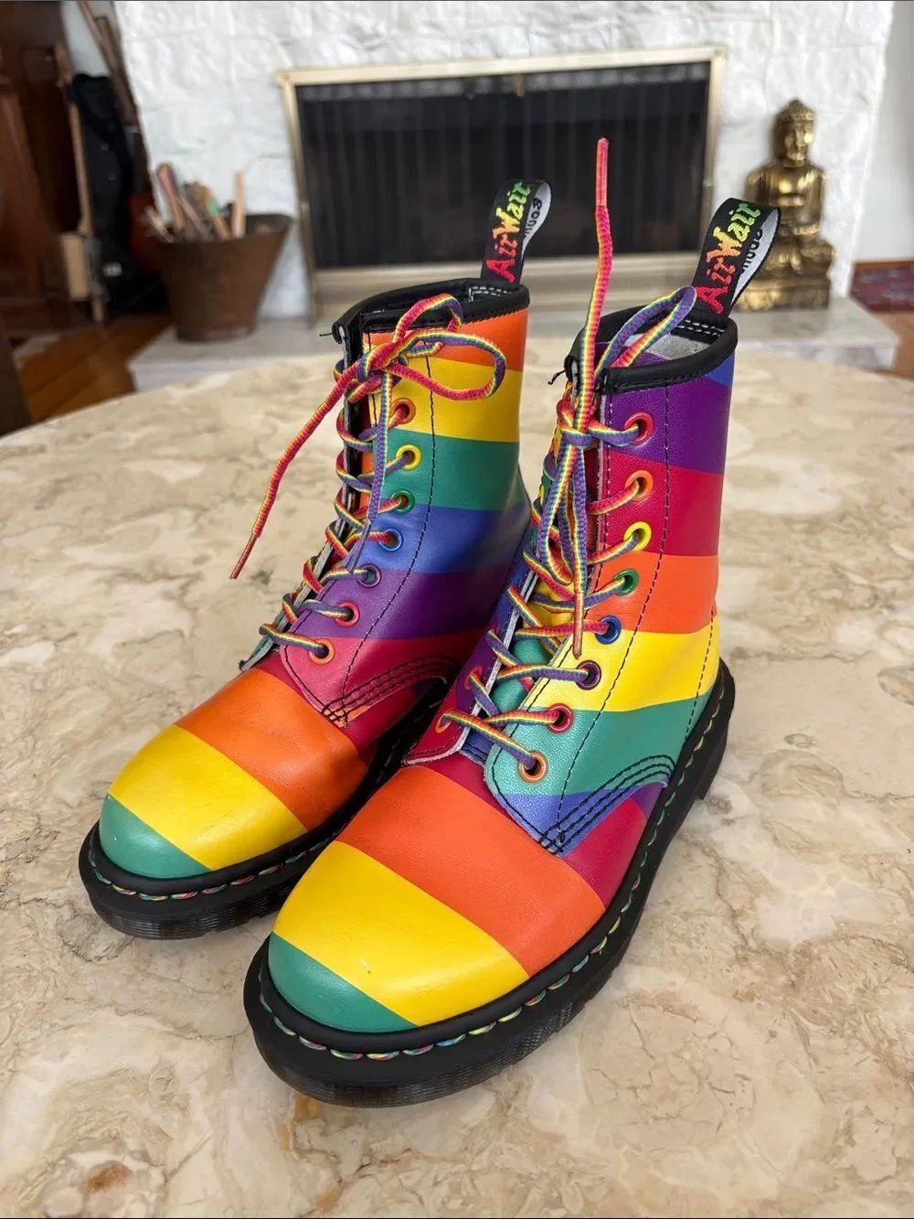 Dr. Martens 1460 Pride Multi Rainbow 🌈 Backhand Stripe 8-Eyelet Combat Boots - Picture 3 of 13